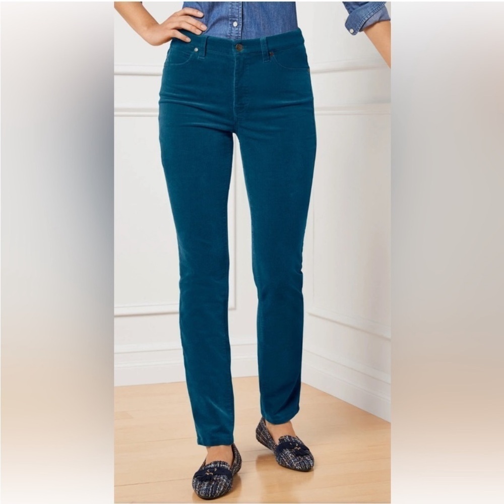 Talbots Heritage Green High Waist Straight Leg Corduroy Pants Size 10L